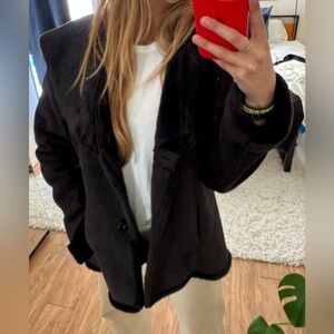 Marvin Richards Vintage Suede Black 90s Faux Fur Coat